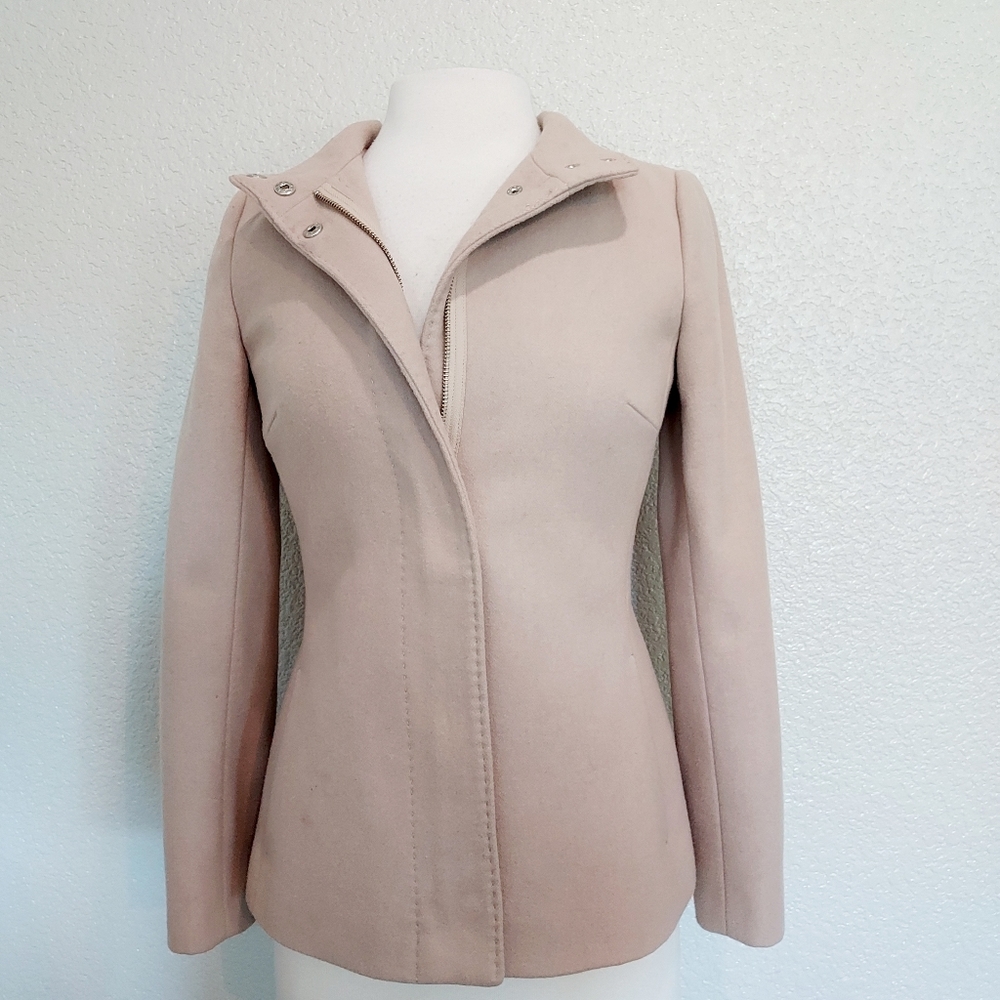 Banana Republic Cream Zip Wool Pea Coat Size XS